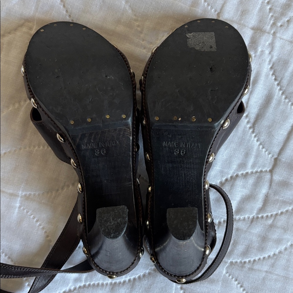 Vintage YSL Wood Stud Sandals Heels - Picture 11 of 16